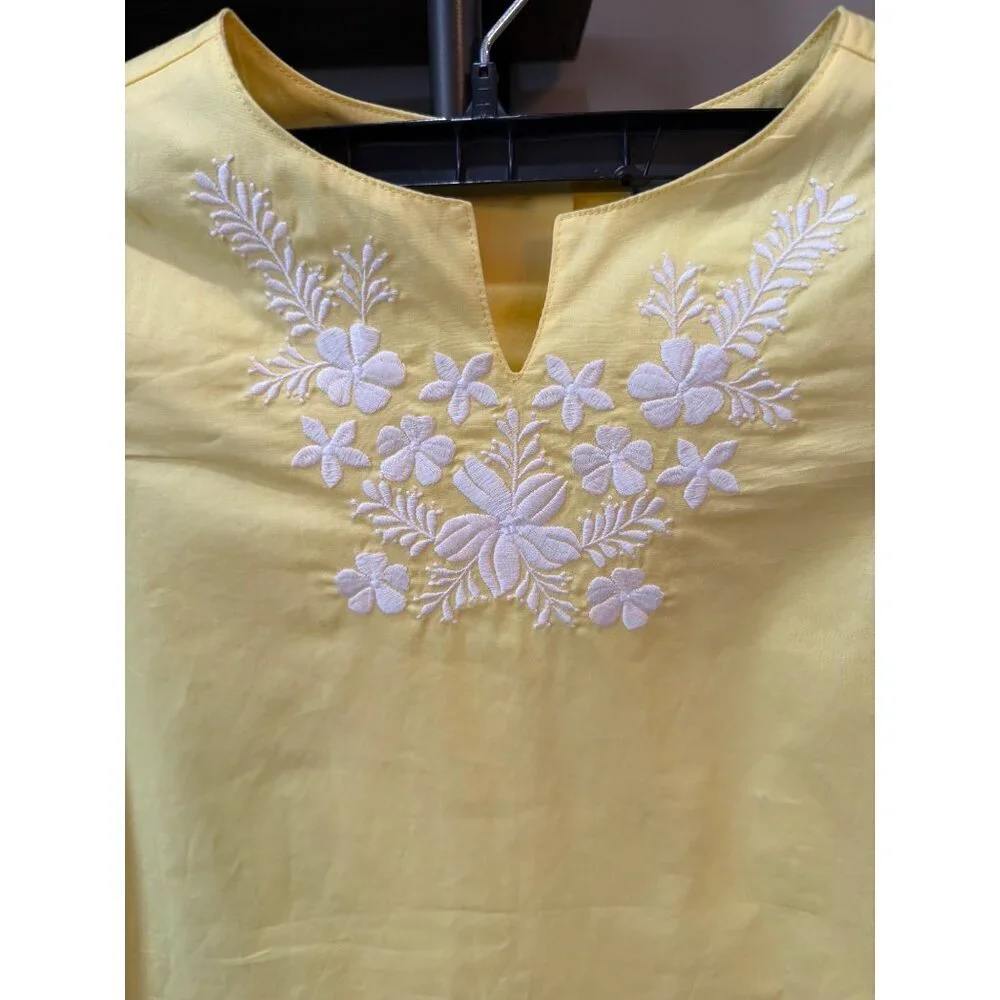 Janie & Jack Sunshine AERIN Embroidered Poplin Shift Dress Yellow Girls Size 6